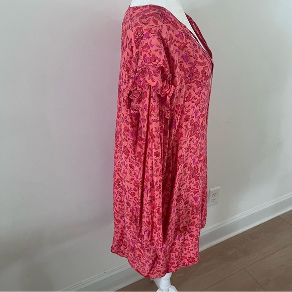 Vineyard Vines Coral Papaya Floral Helenium Tunic Dress Silk Blend |Size XL| - Picture 4 of 7